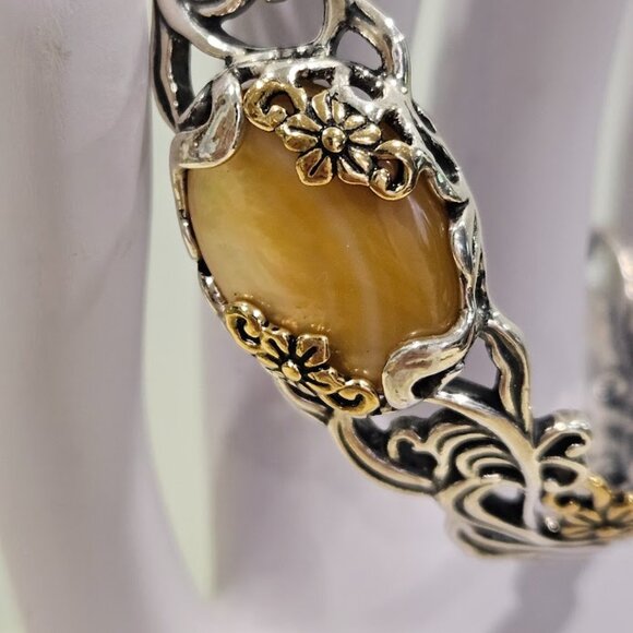CAROLYN POLLACK Relios Sterling Silver 925 & Brass Ornate Tigers Eye Bracelet - Picture 3 of 16